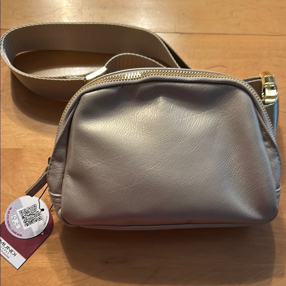Mundi shimmery gold Crossbody Bag with Gold Accents